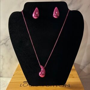 Metallic Pink Teardrop Jewelry Set